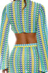 Luli Fama Island Blues Bell Sleeve Crop Top